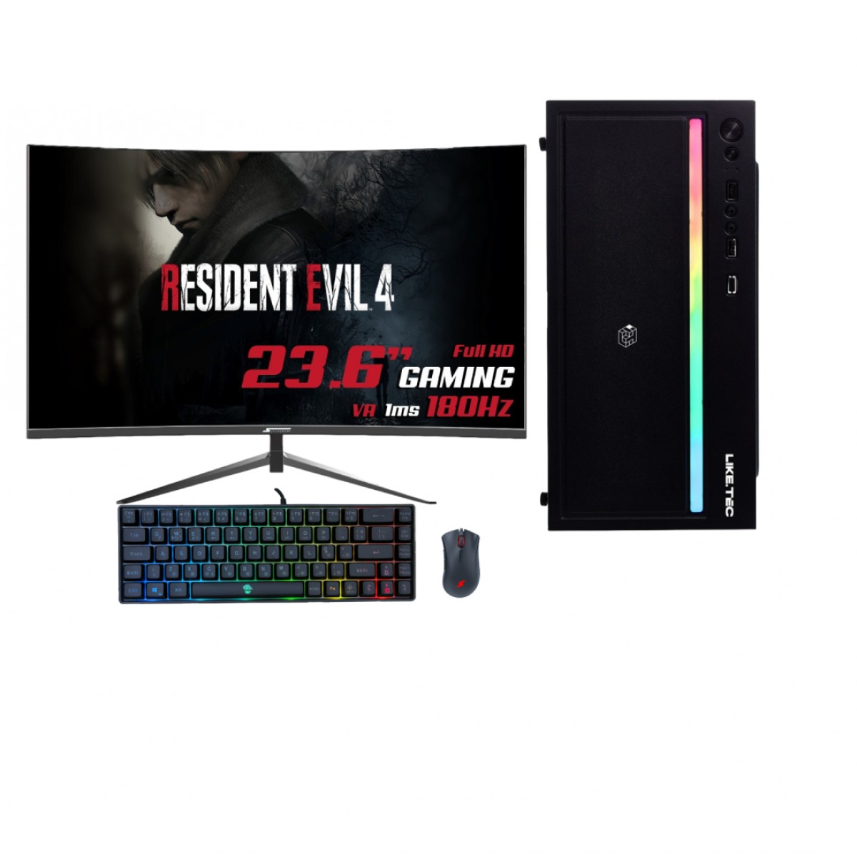 Setup Gamer Odisseia AMD Ryzen 5 5600x, RTX 4060, 16GB, SSD 1TB , Monitor 23.6" 180Hz, Mouse Gamer, Teclado Gamer