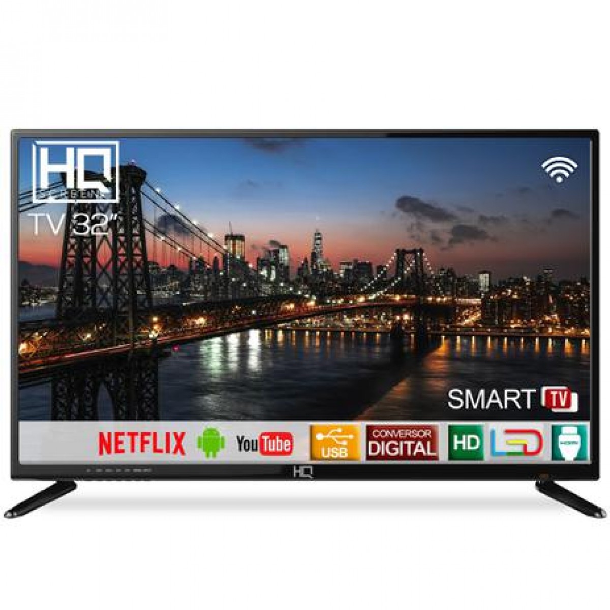 Smart TV LED 32” HD HQ HQSTV32NP Netflix Youtube 2 HDMI 2 USB Wi-Fi
