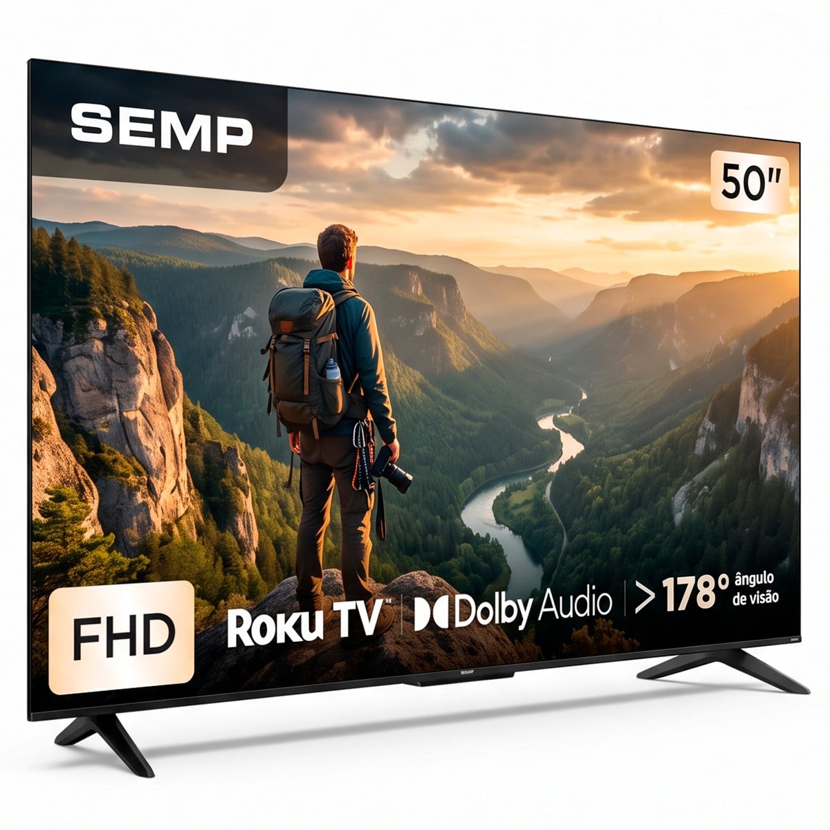 Smart TV LED SEMP S42R, 50 Pol, Full HD, Roku TV, WI-FI, Preta, 50S42R