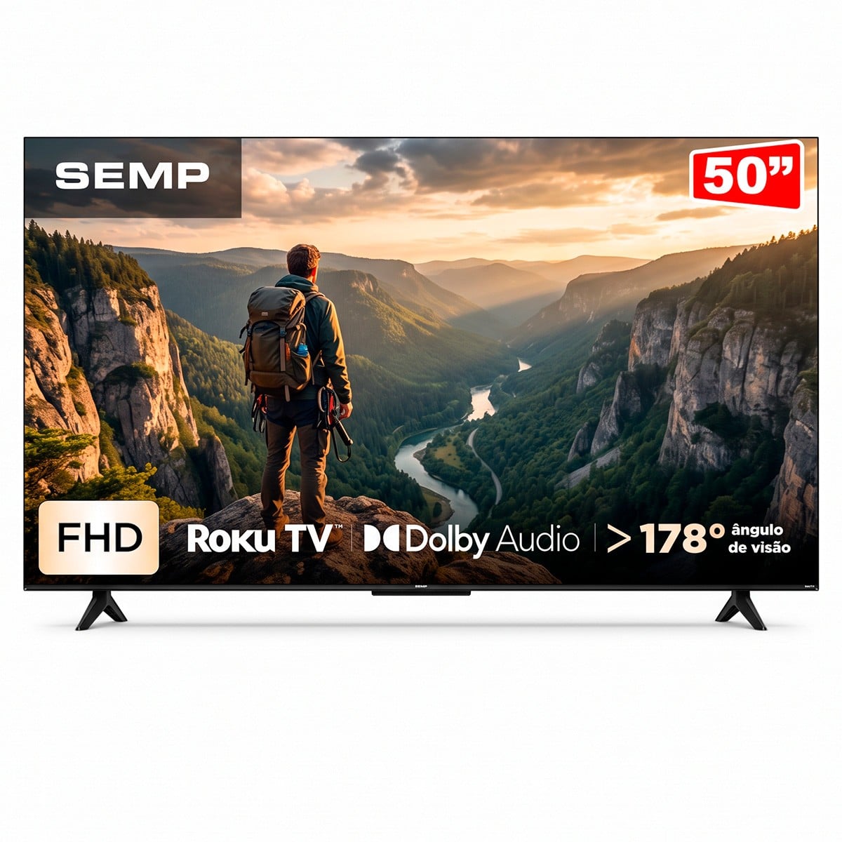 Smart TV LED SEMP S42R, 50 Pol, Full HD, Roku TV, WI-FI, Preta, 50S42R