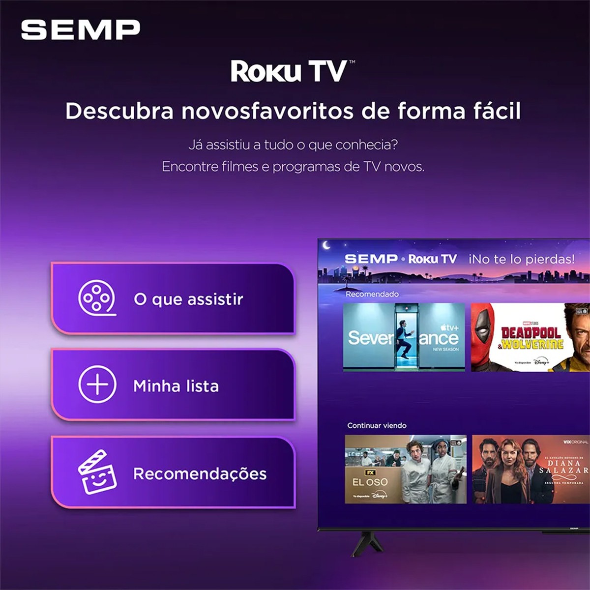 Smart TV SEMP S42R, 32 Pol, Full HD, Roku TV, WI-FI, Preto, 32S42R