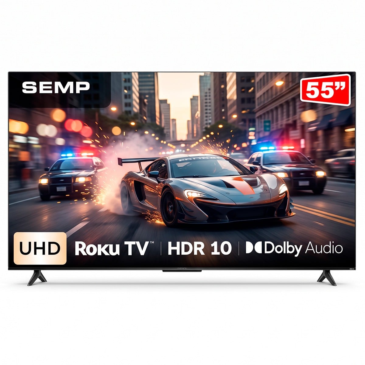 Smart TV SEMP S62R, 55 Pol, Ultra HD 4K 3840x2160, HDR, Roku TV, Preta, 55S62R