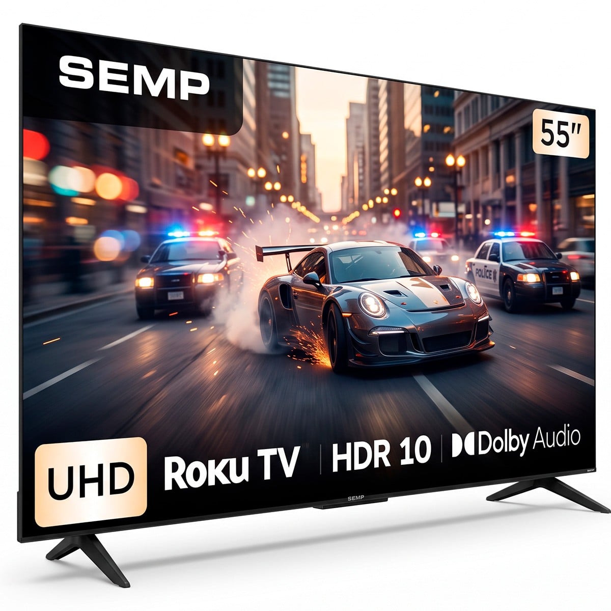Smart TV SEMP S62R, 55 Pol, Ultra HD 4K 3840x2160, HDR, Roku TV, Preta, 55S62R