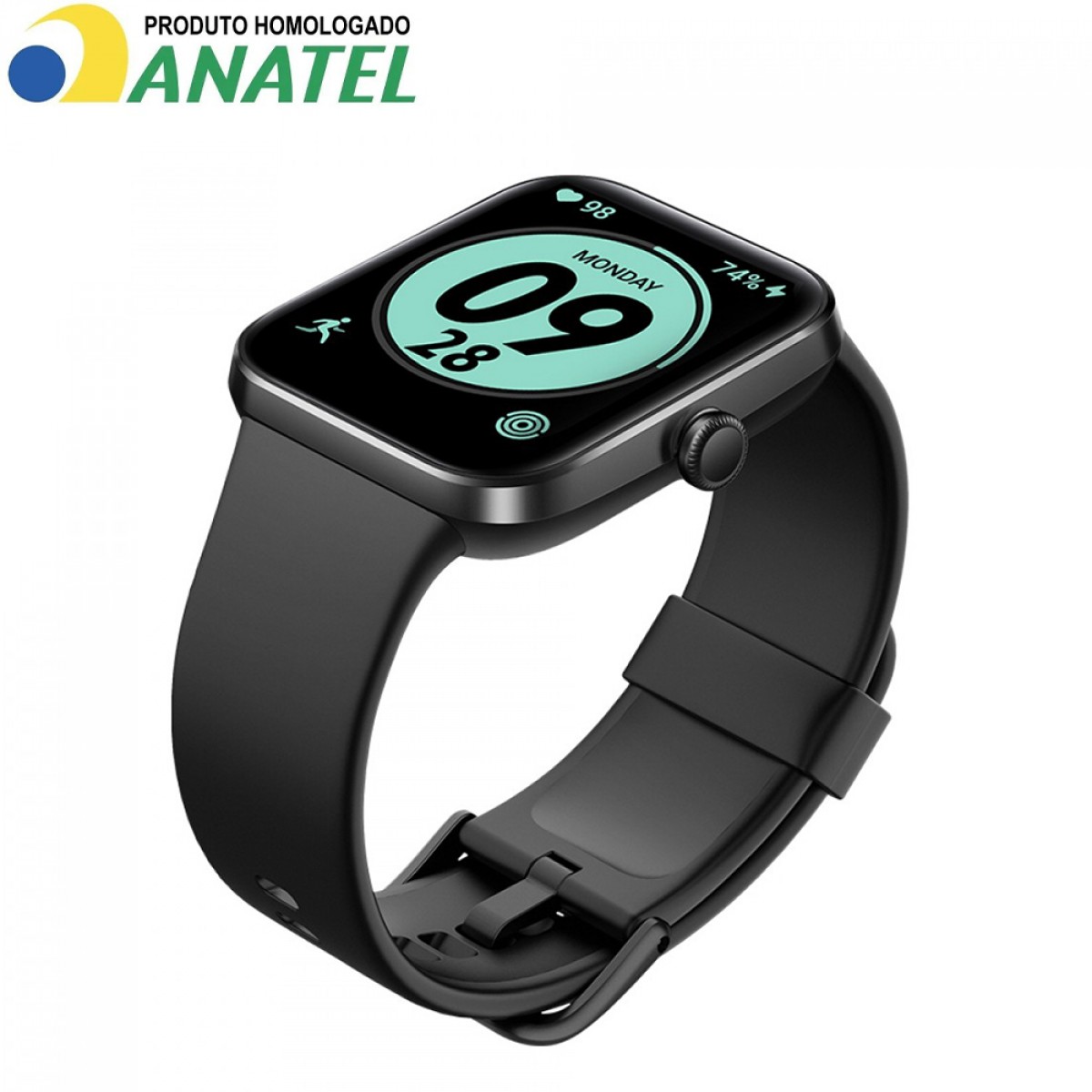 Relógio SmartWatch SuperFrame Smart 600, 1.69", Bluetooth, Monitoramento de Frequência Cardíaca, Music Control, Homologado pela ANATEL, Black, SW-600-P