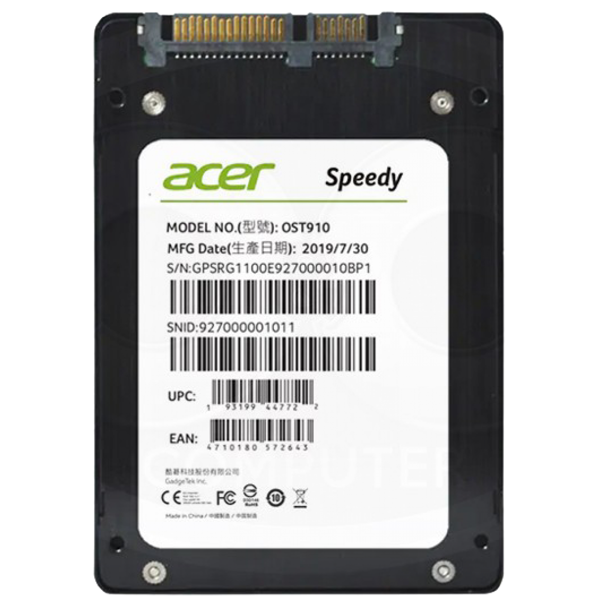 SSD Acer, Speedy, 240GB, SATA III, 550MB/s leitura, 490MB/s gravação, GP.SRG11.00F