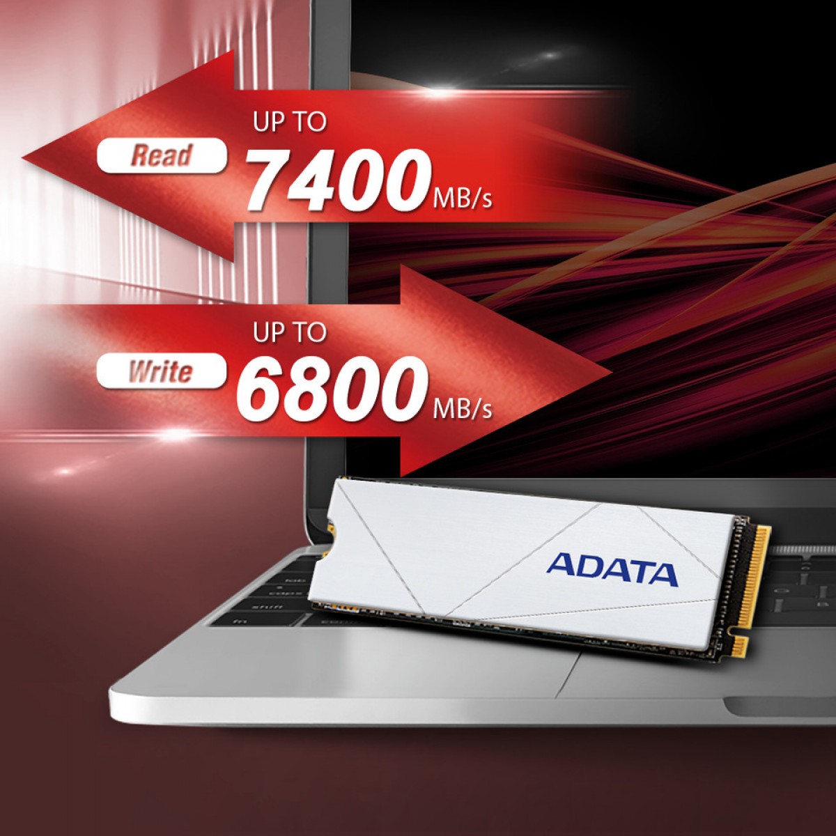 SSD Adata Premium 2TB, M.2 2280 NVMe, Leitura 7400MBs Gravação 6800MBs, APSFG-2T-CSUS