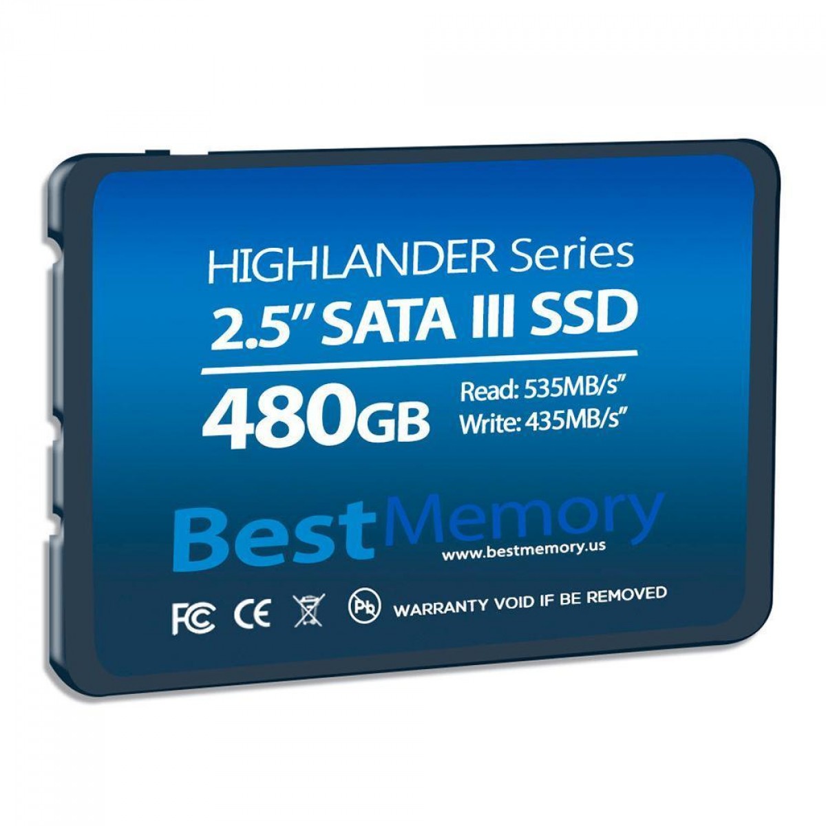 SSD BestMemory Highlander 480GB, Sata III, Leitura 535MBs E Gravação 435MBs, BTSDA-480G-535