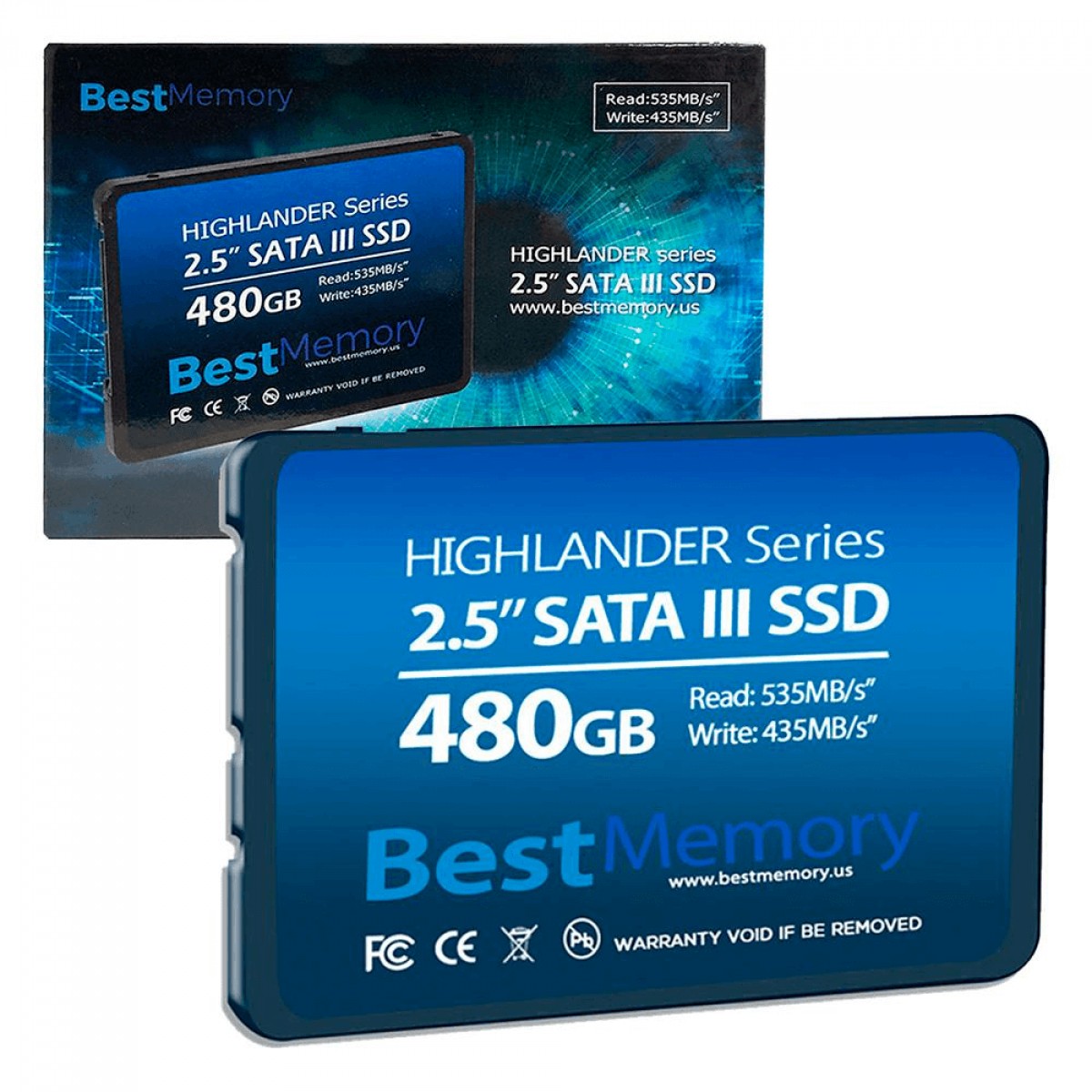 SSD BestMemory Highlander 480GB, Sata III, Leitura 535MBs E Gravação 435MBs, BTSDA-480G-535
