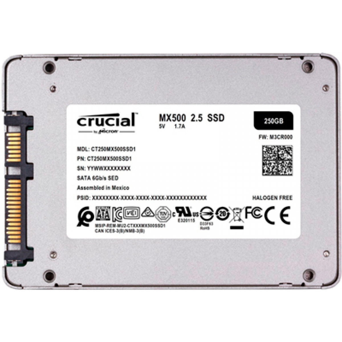 SSD Crucial MX500, 250GB, Sata III, Leitura 560MB/S Gravação 510MB/s, CT250MX500SSD1 - Open Box