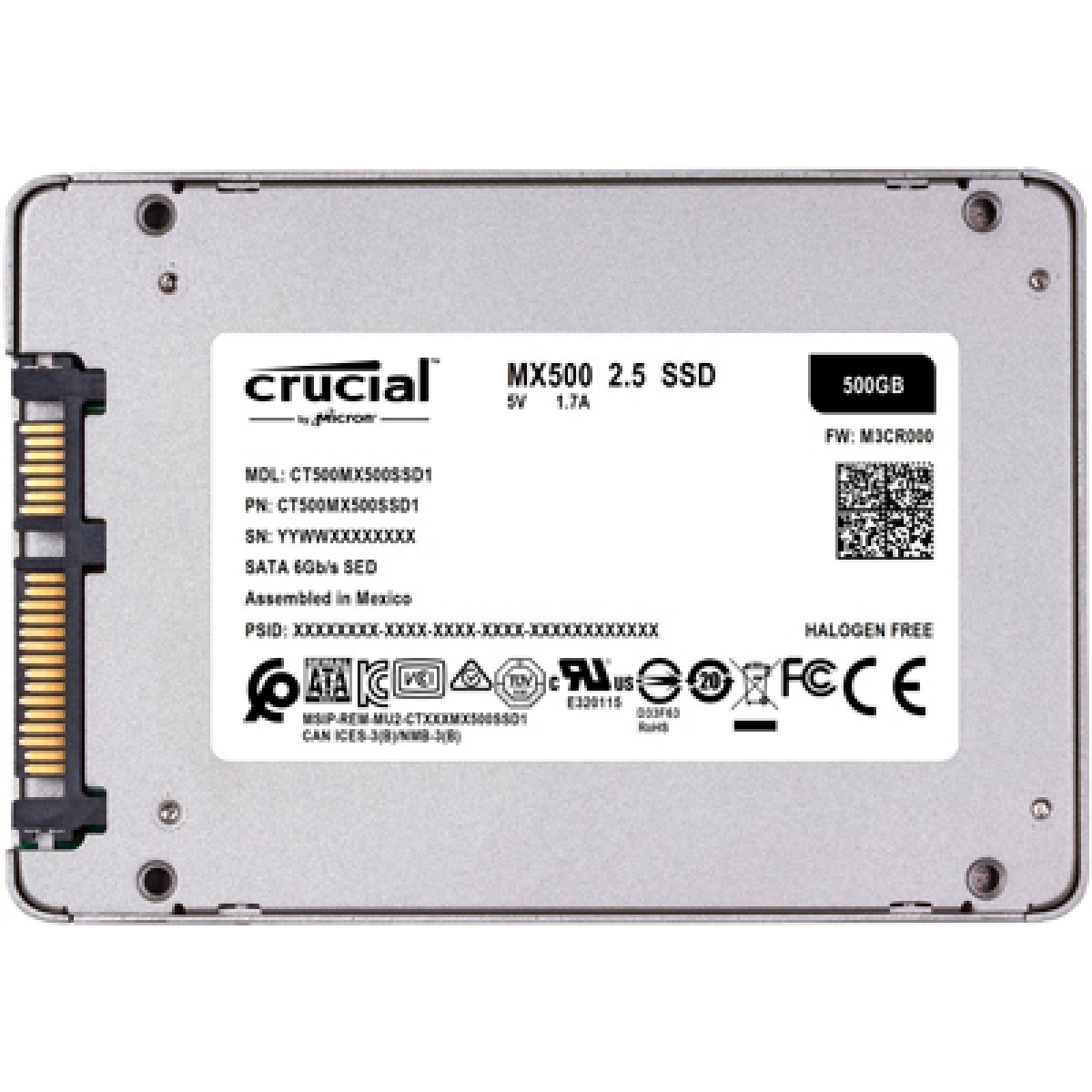 SSD Crucial MX500 500GB CT500MX500SSD1 Leitura 560MB/S Gravação 510MB/s SATA 3 
