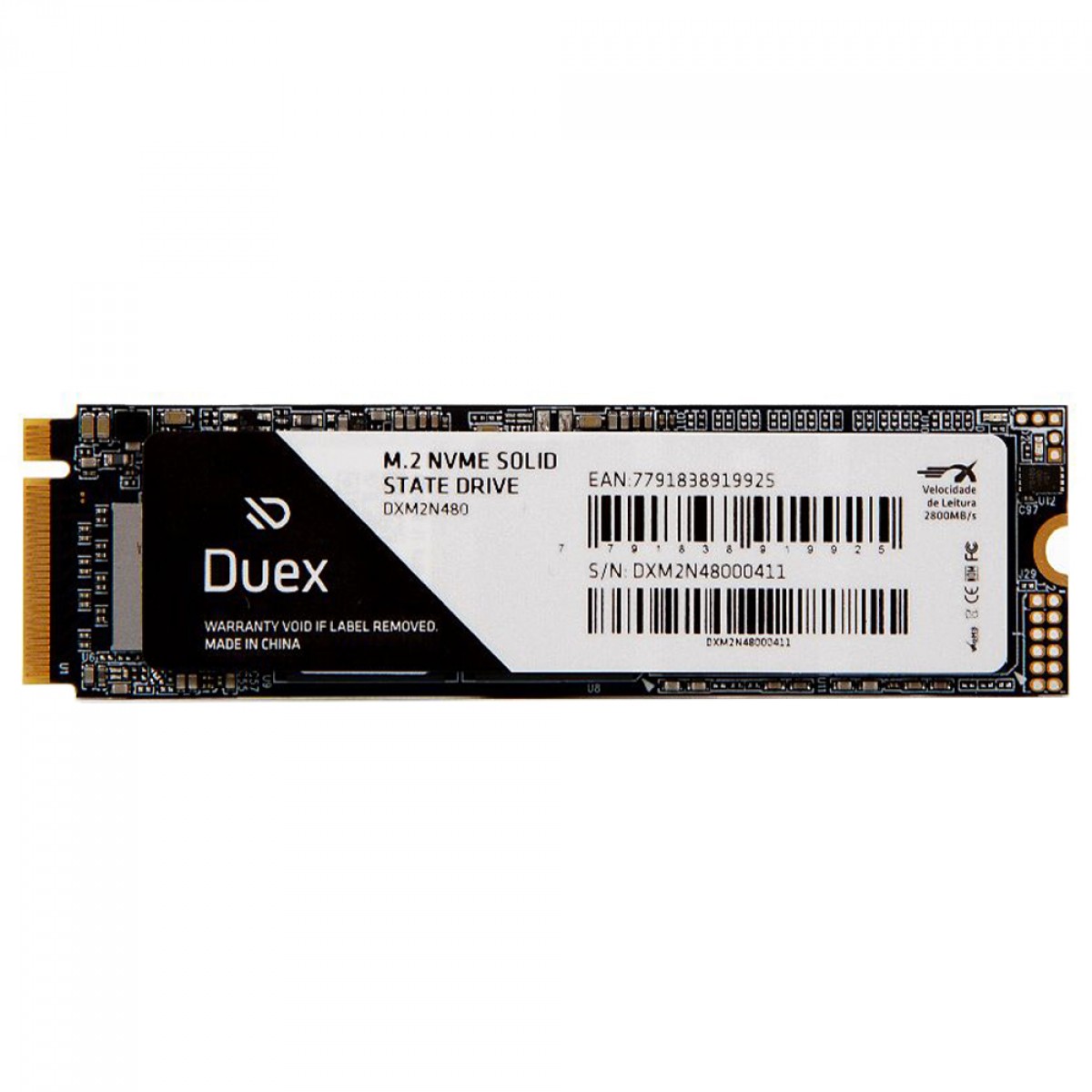SSD Duex DXM2N480 M2, 480GB, M.2 NVMe, Leitura 3200MBs e Gravação 2300MBs - Open Box