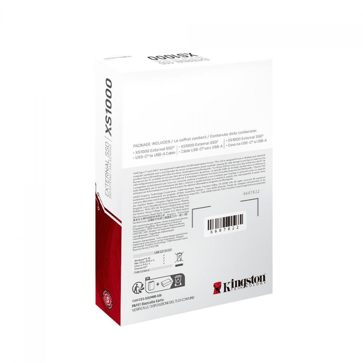SSD Externo Portátil Kingston XS1000 1TB, USB 3.2, Leitura 1050MB/S, SXS1000/1000G