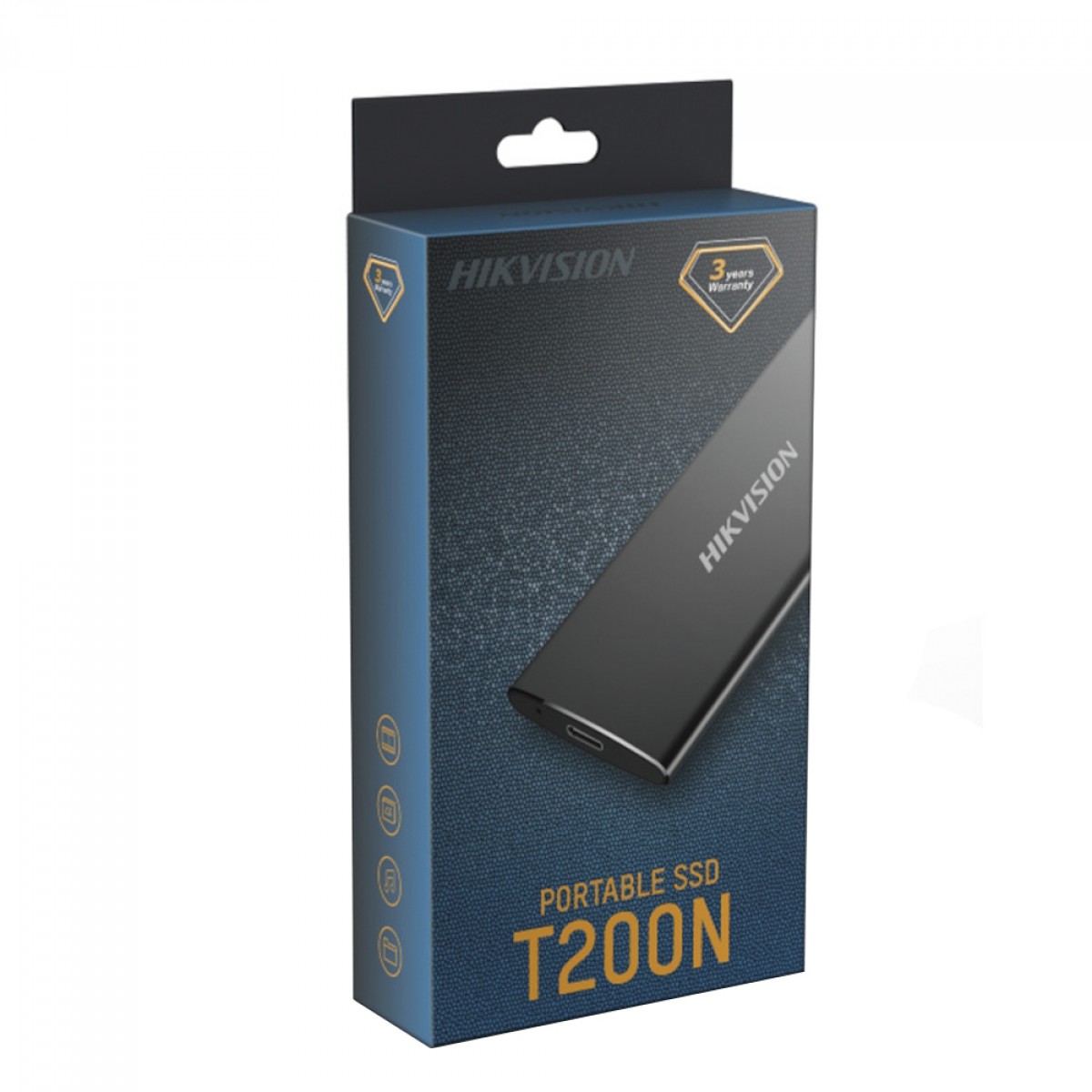 SSD Externo Portátil Hikvision T200N, 512GB, USB 3.1/Type C, Leitura 450MB/s e Gravação 400MB/s, HS-ESSD-T200N/512G