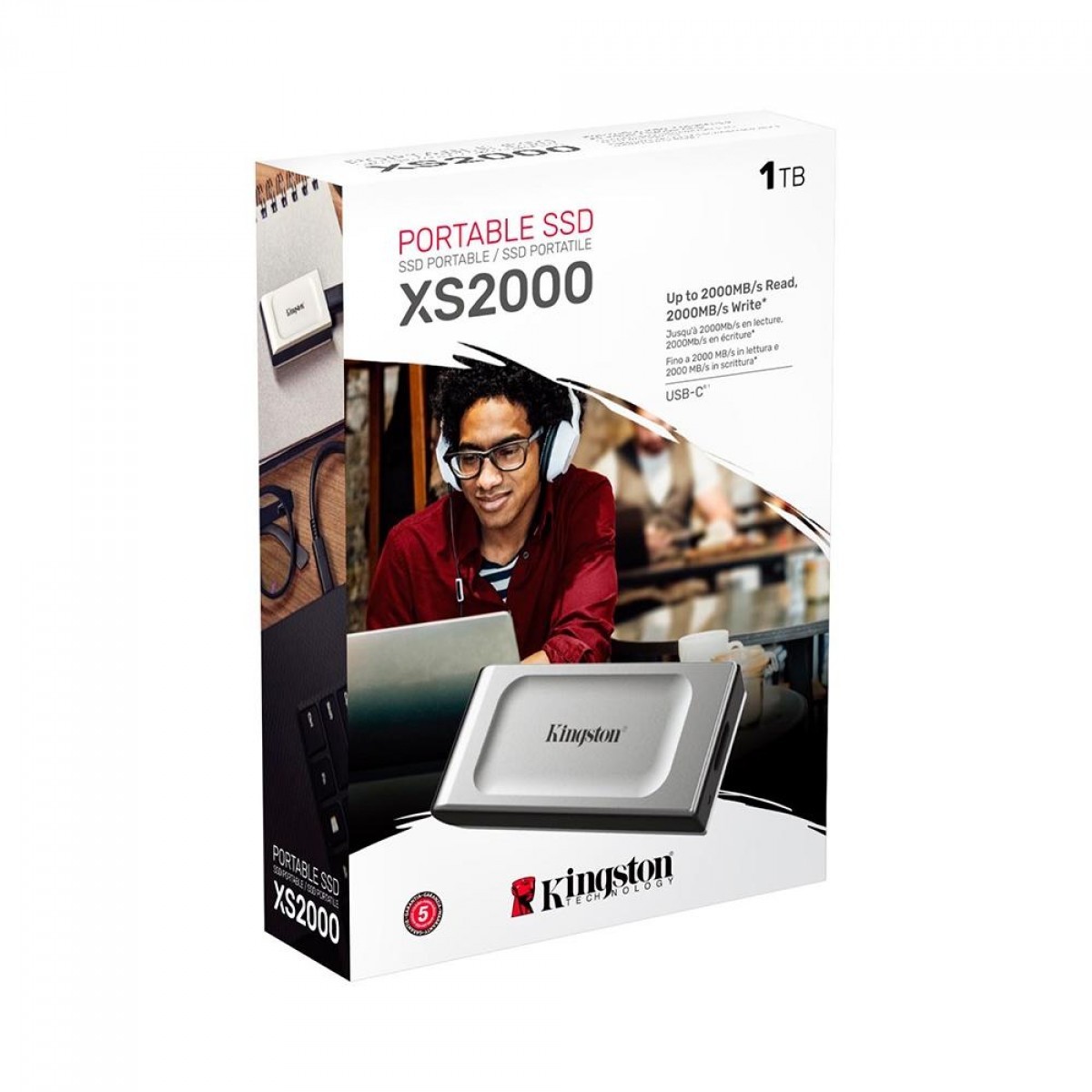 SSD Externo Portátil Kingston XS2000 4TB, USB-C 3.2, Leitura 2000MB/S, SXS2000/4000G