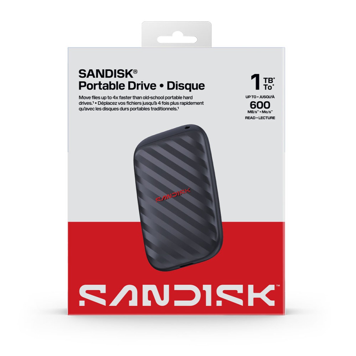 SSD Externo Portátil Sandisk, 1TB, USB-C, Leitura 600MB/s, SDSSDE10-1T00-G25