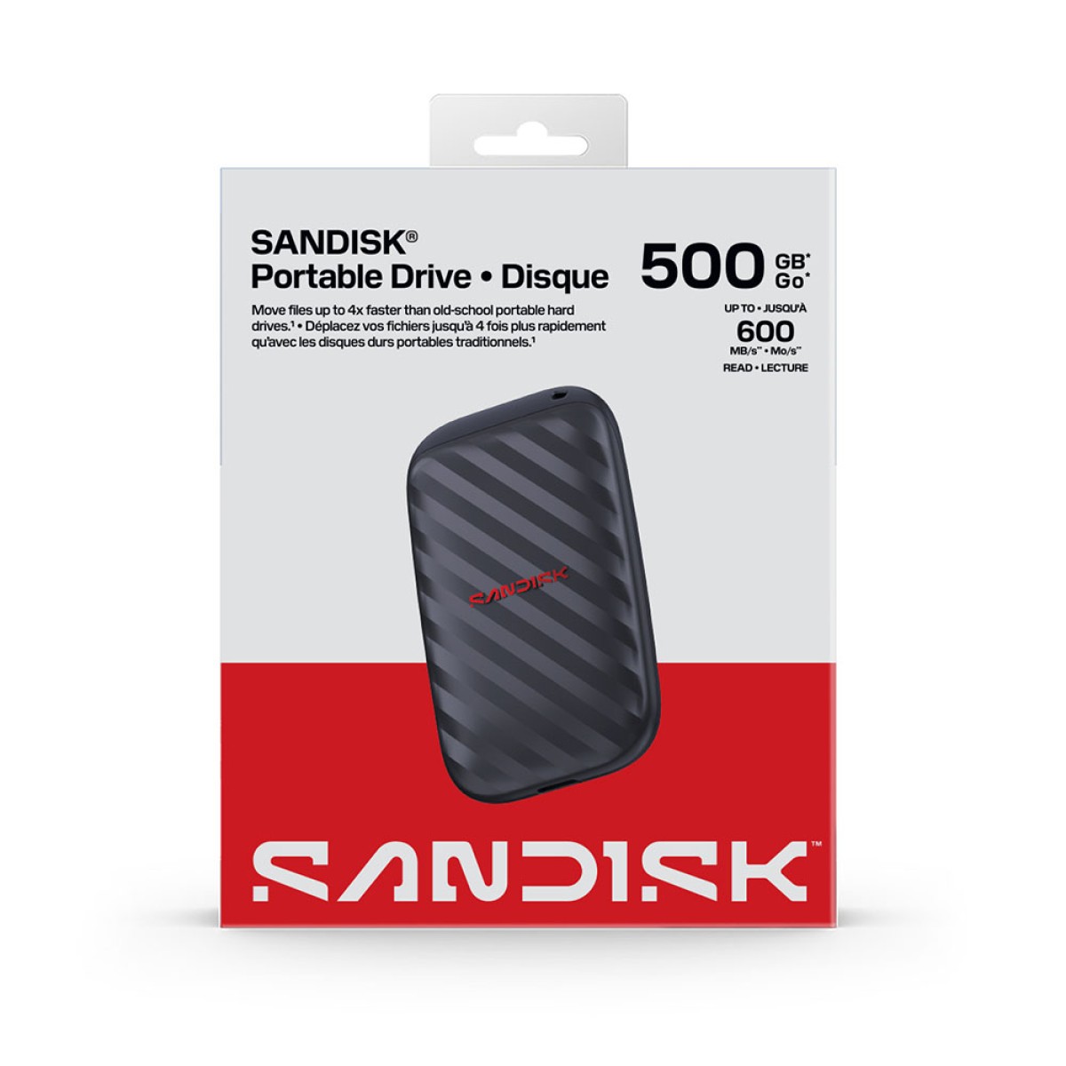 SSD Externo Portátil Sandisk, 500GB, USB-C, Leitura 600MB/s, SDSSDE10-500G-G25
