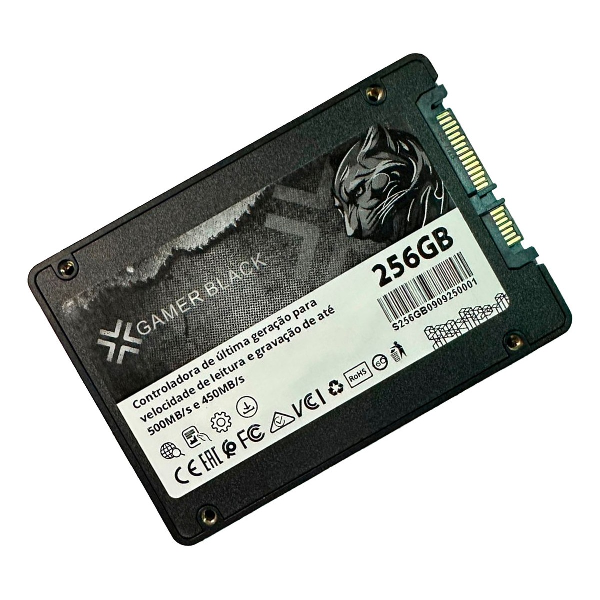 SSD Gamer Black, 256GB, SATA III, Leitura 500MB/s e Gravação 450MB/s, SSD-256G-SATA3-GB