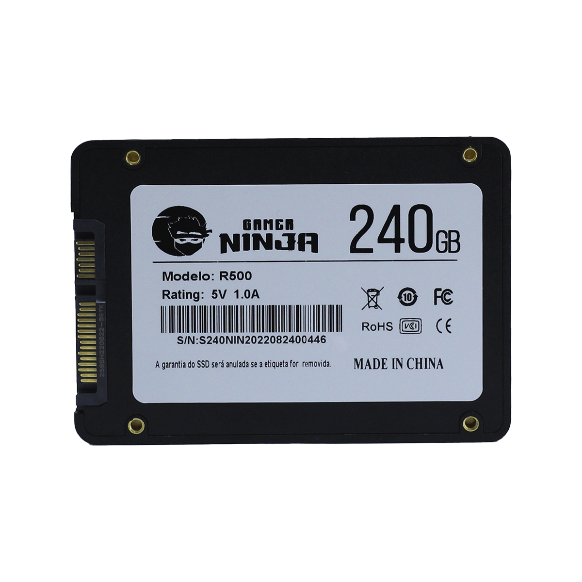 SSD Gamer Ninja Shuriken 240GB, Sata III, Leitura 500MBs E Gravação 400MBs,  GNSHST3/240G