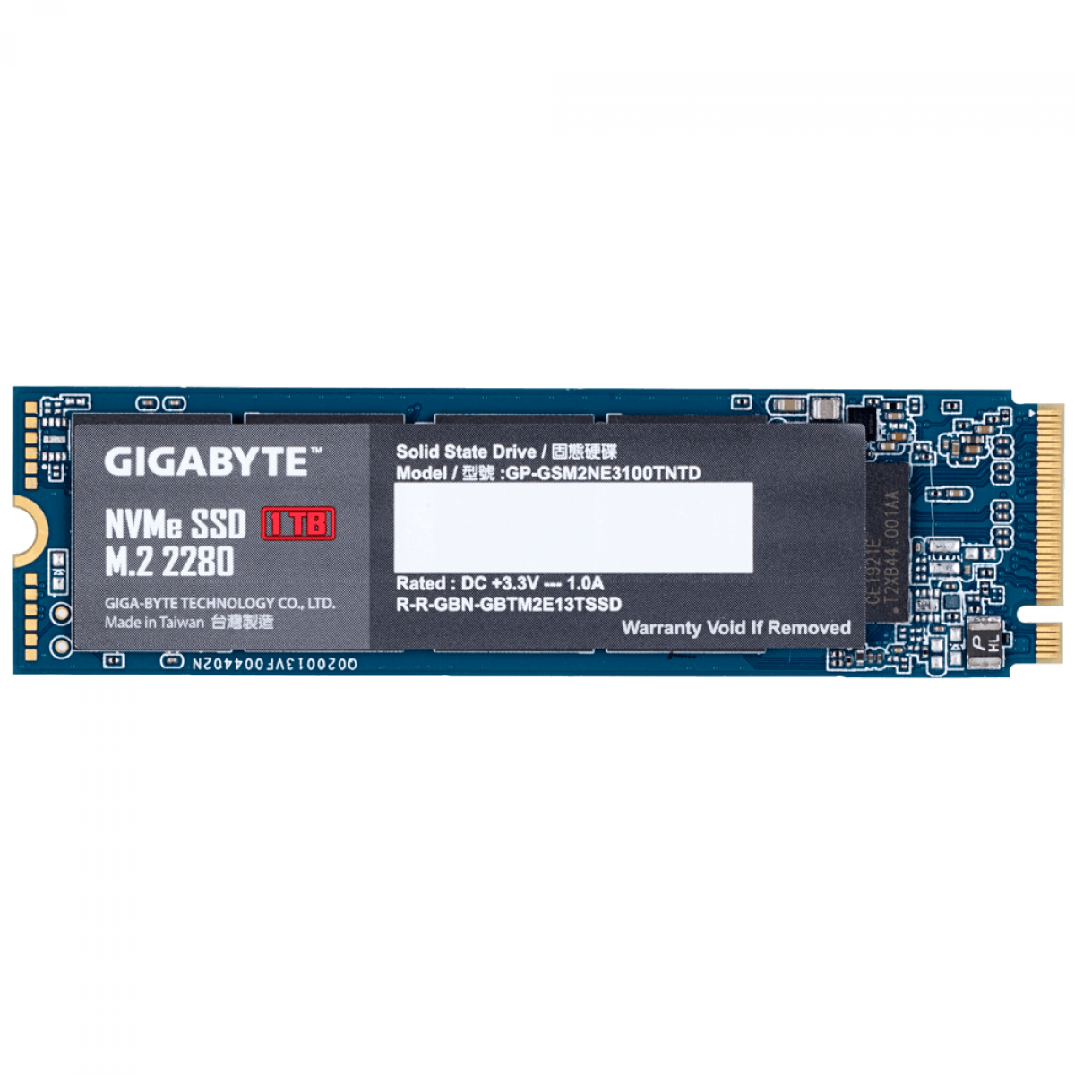 SSD Gigabyte, 1TB, M.2 2280, NVMe, Leitura 2500MBs e Gravação 2100MBs, GP-GSM2NE3100TNTD
