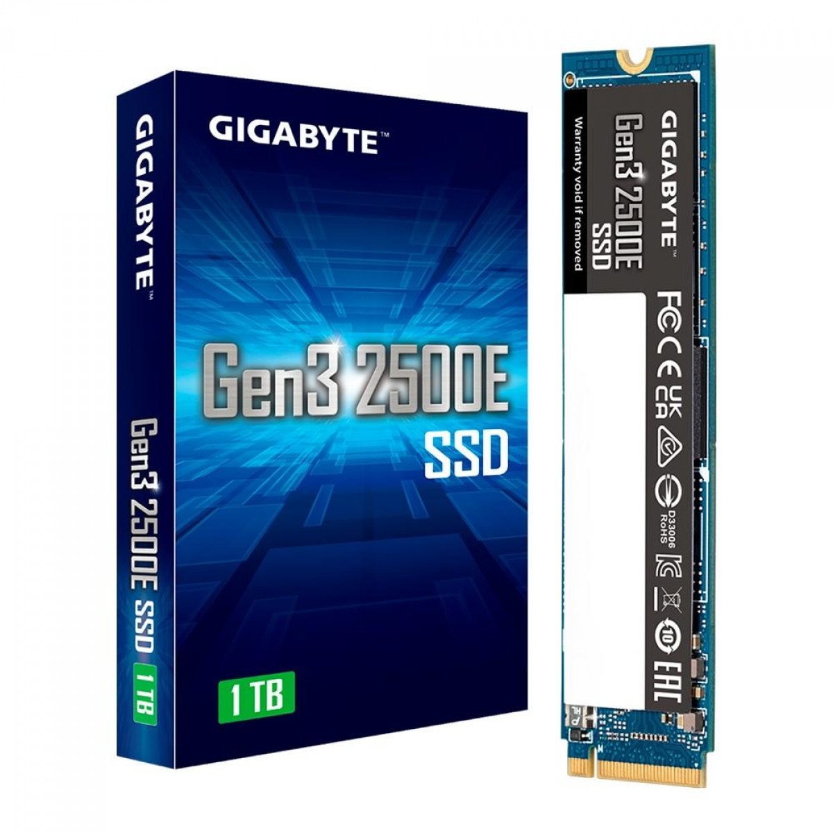 SSD Gigabyte Gen3 2500E, 1TB, M.2 2280, NVMe 1.3, PCIe 3.0x4, Leitura 2400MB/s, Gravação 1800MB/s, G325E1TB