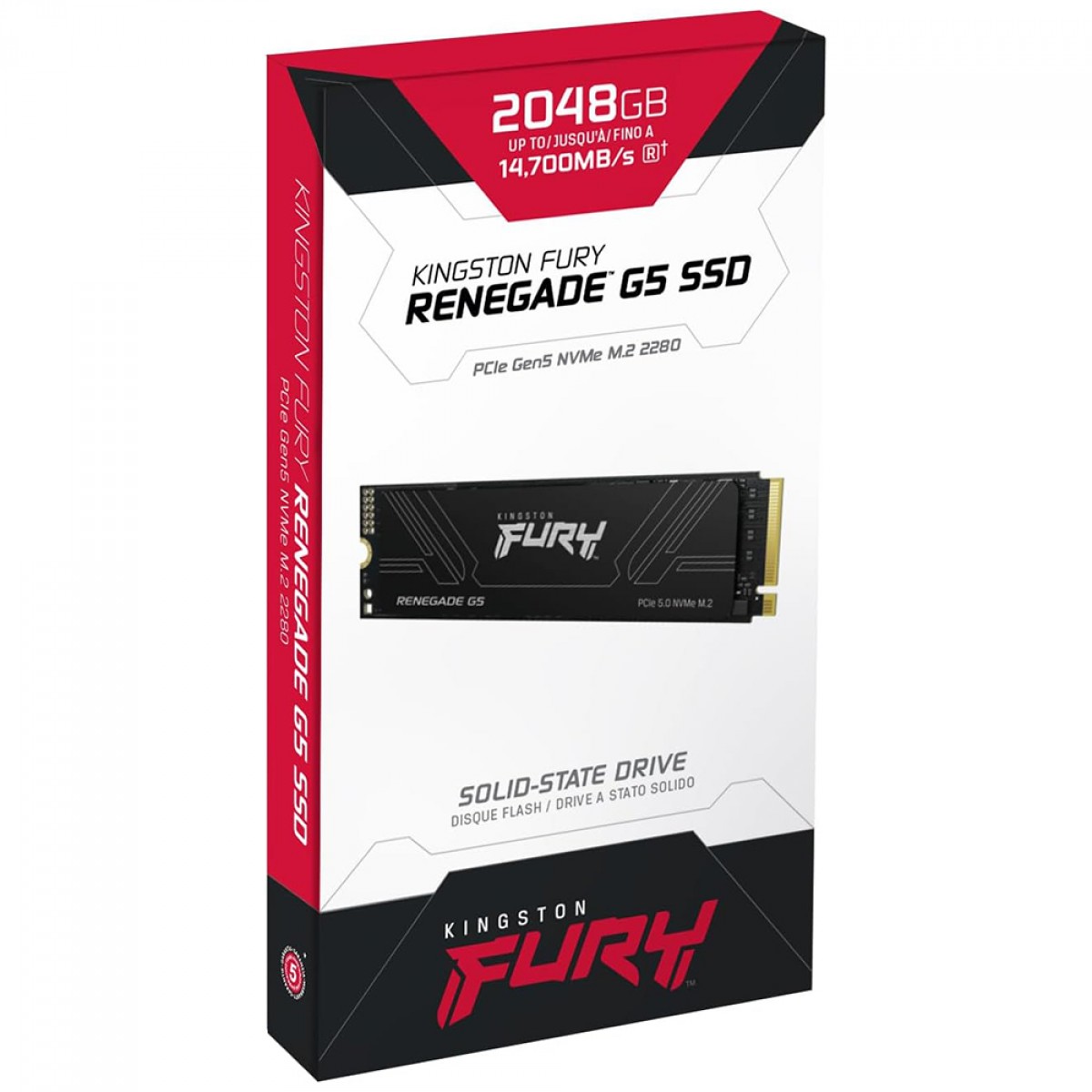 SSD Kingston Fury Renegade, 2TB, G5, PCIe, M.2 NVMe, 2280, Leitura 14.200MBs e Gravação 14.000MBs, SFYR2S/2T0