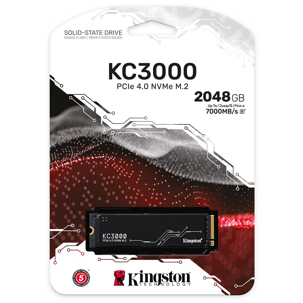 SSD Kingston KC3000, 2TB, M.2 NVMe, 2280, Leitura 7000MBs e Gravação 7000MBs, SKC3000D/2048G