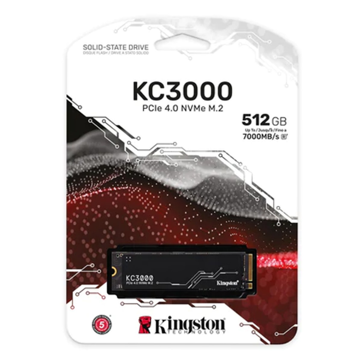 SSD Kingston KC3000, 512GB, M.2 NVMe, 2280, Leitura 7000MBs e Gravação 3900MBs, SKC3000S/512G