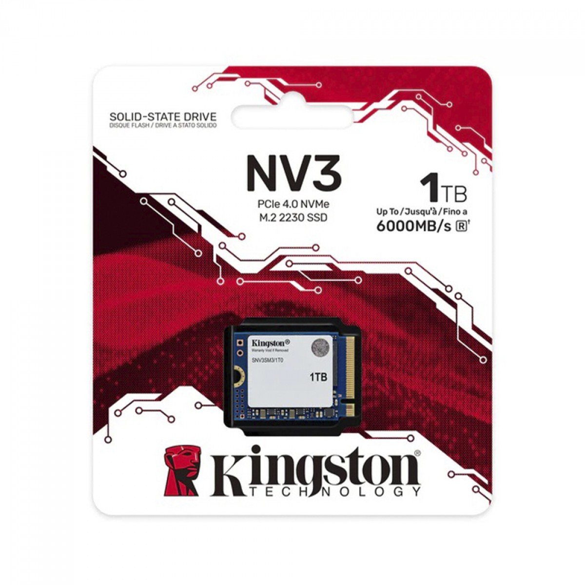 SSD Mini Kingston NV3, 1TB, M.2 NVMe, 2230, PCIe 4.0, Leitura 6000MBs e Gravação 4000MBs, SNV3SM3/1T0