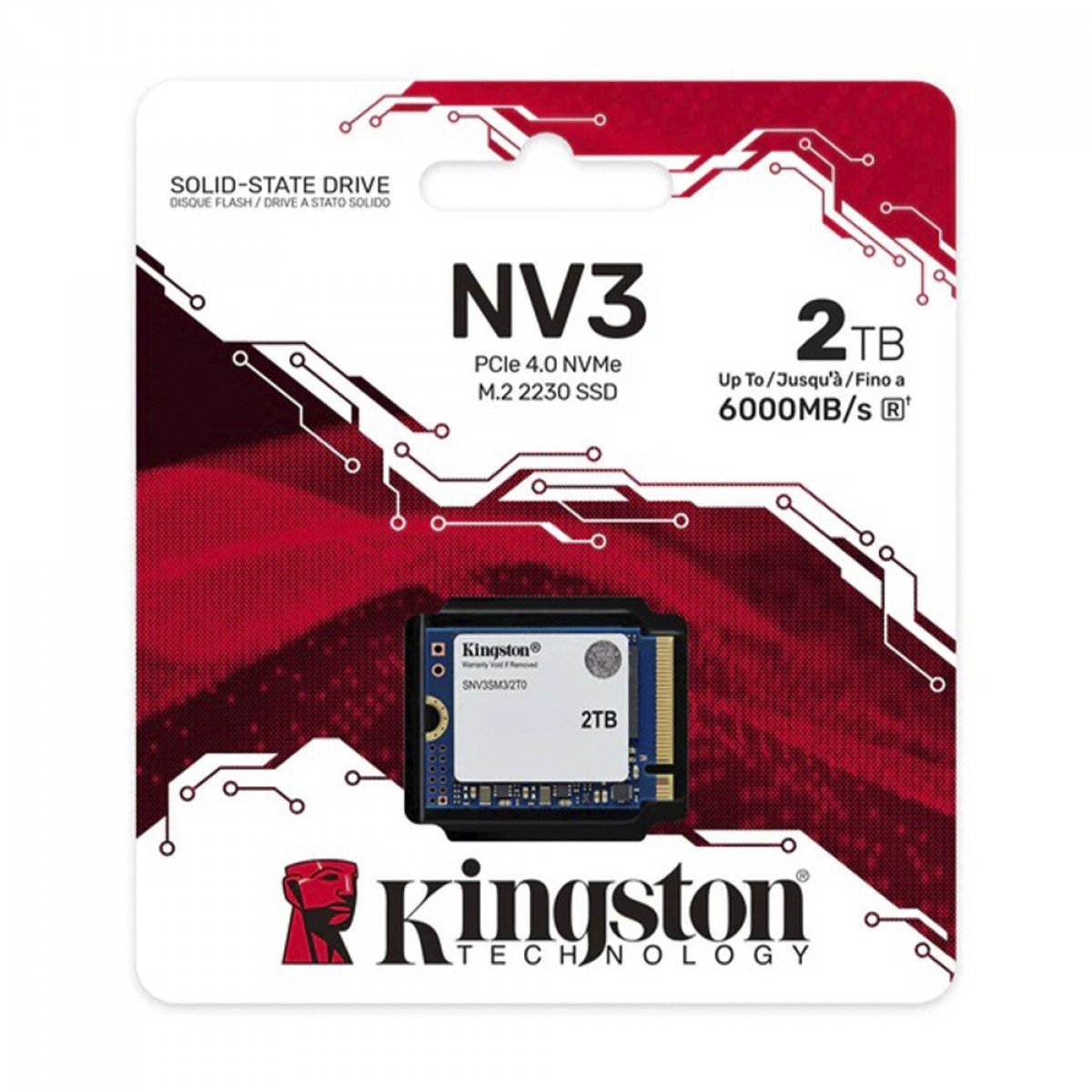 SSD Mini Kingston NV3, 2TB, M.2 NVMe, 2230, PCIe 4.0, Leitura 6000MBs e Gravação 5000MBs, SNV3SM3/2T0