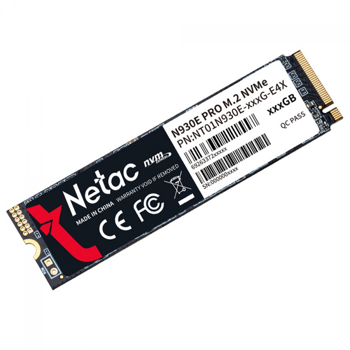 SSD Netac N930E PRO, 512GB, PCIe Gen3, M.2 NVMe, 2280, Leitura 2080MBs e Gravação 1700MBs, NT01N930E-512G-E4X