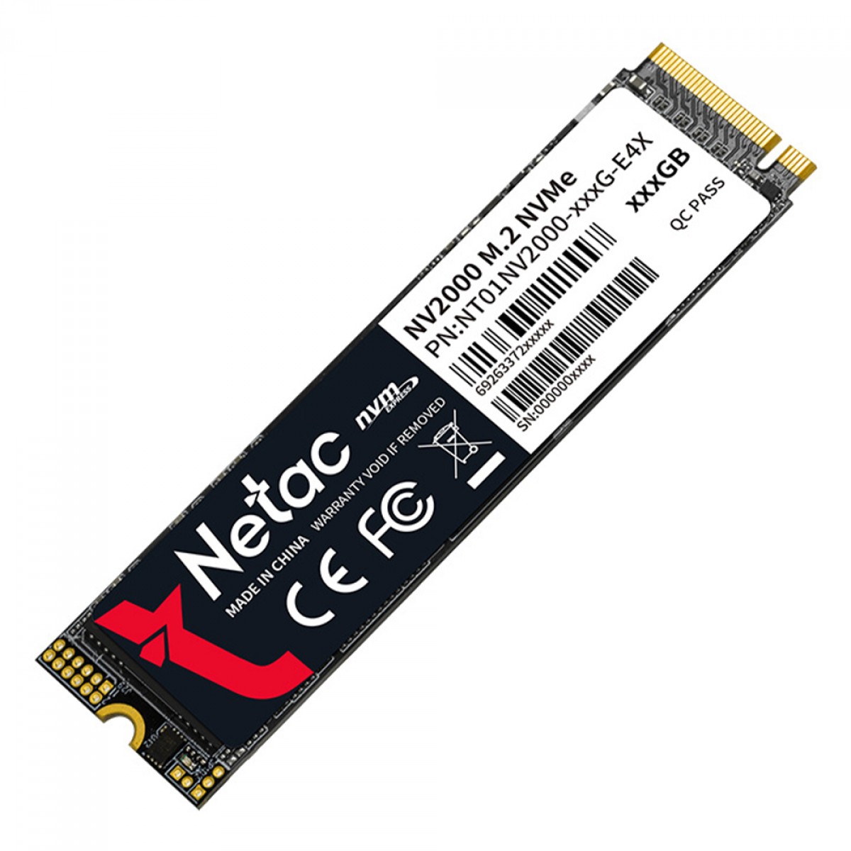SSD Netac NV2000, 256GB, PCIe Gen3, M.2 NVMe, 2280, Leitura 2500MBs e Gravação 1000MBs, NT01NV2000-256-E4X