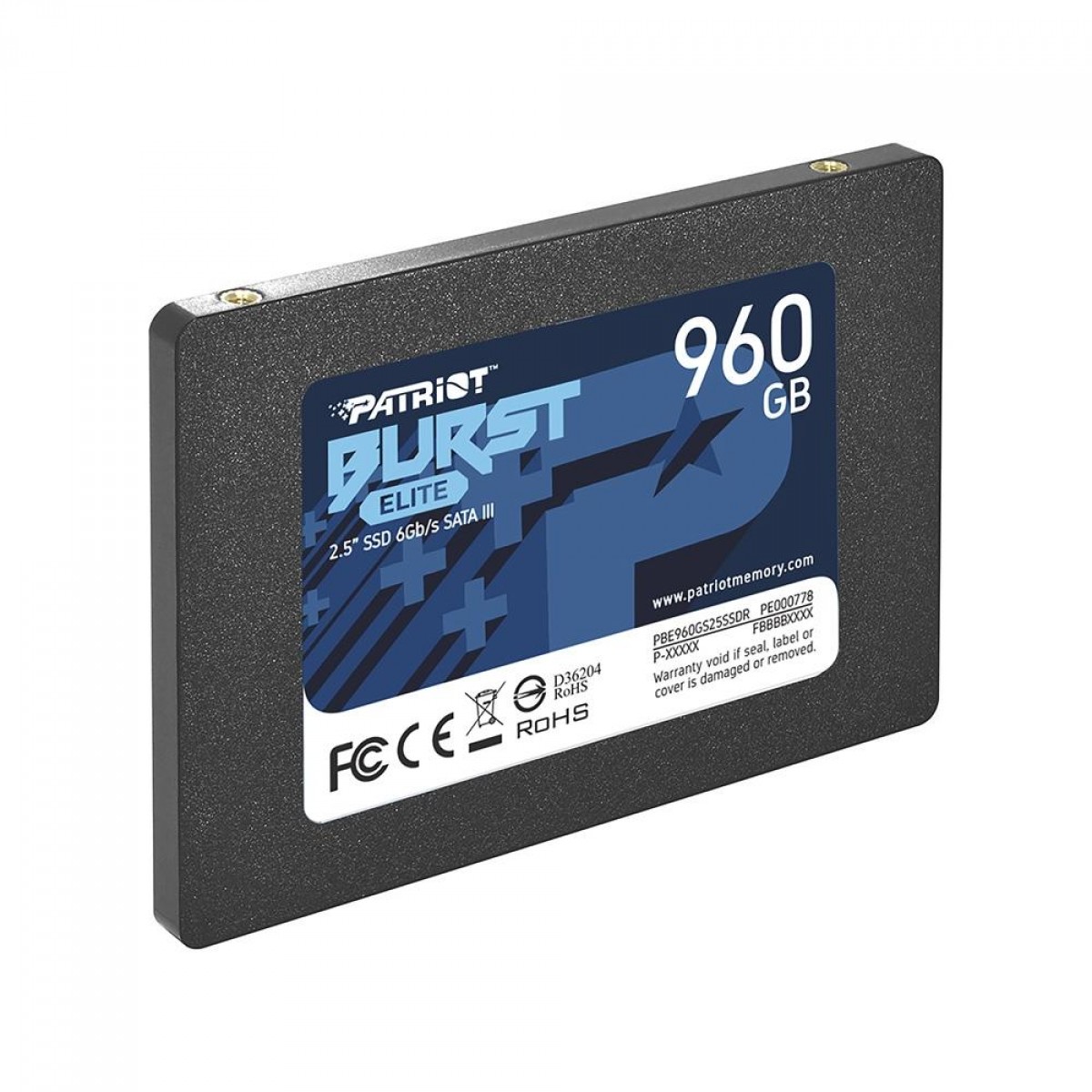 SSD Patriot Burst Elite, 960GB, Sata III, Leitura 450MB/s e Gravação 320MB/s, PBE960GS25SSDR