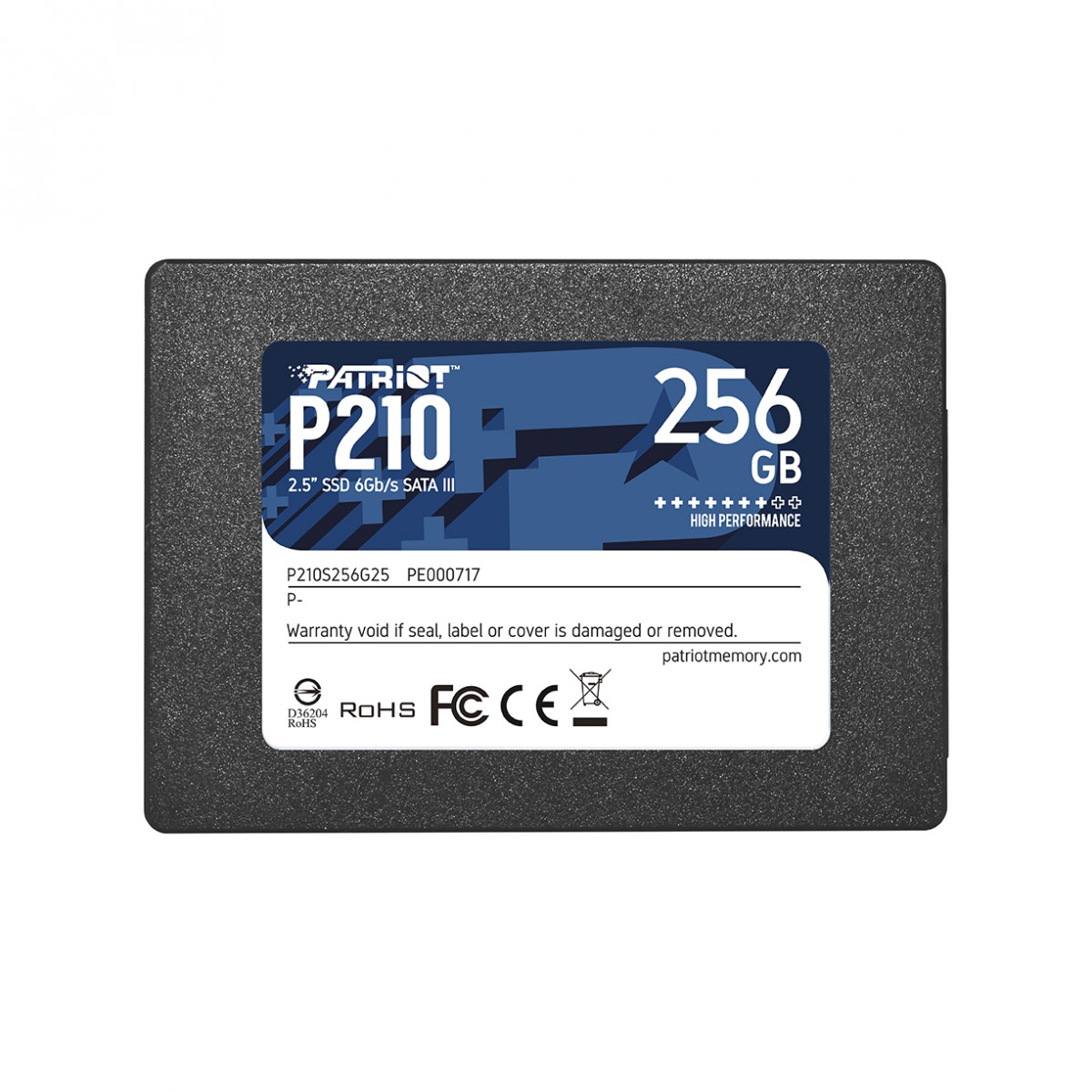 SSD Patriot P210, 256GB, Sata III, Leitura 500MB/s e Gravação 400MB/s, P210S256G25
