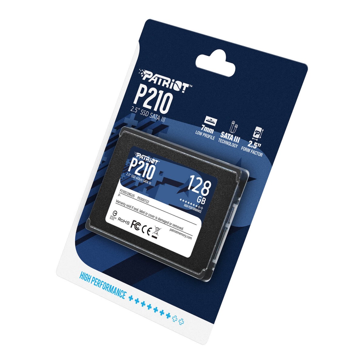 SSD Patriot P210, 128GB, Sata III, Leitura 500MB/s e Gravação 400MB/s, P210S128G25