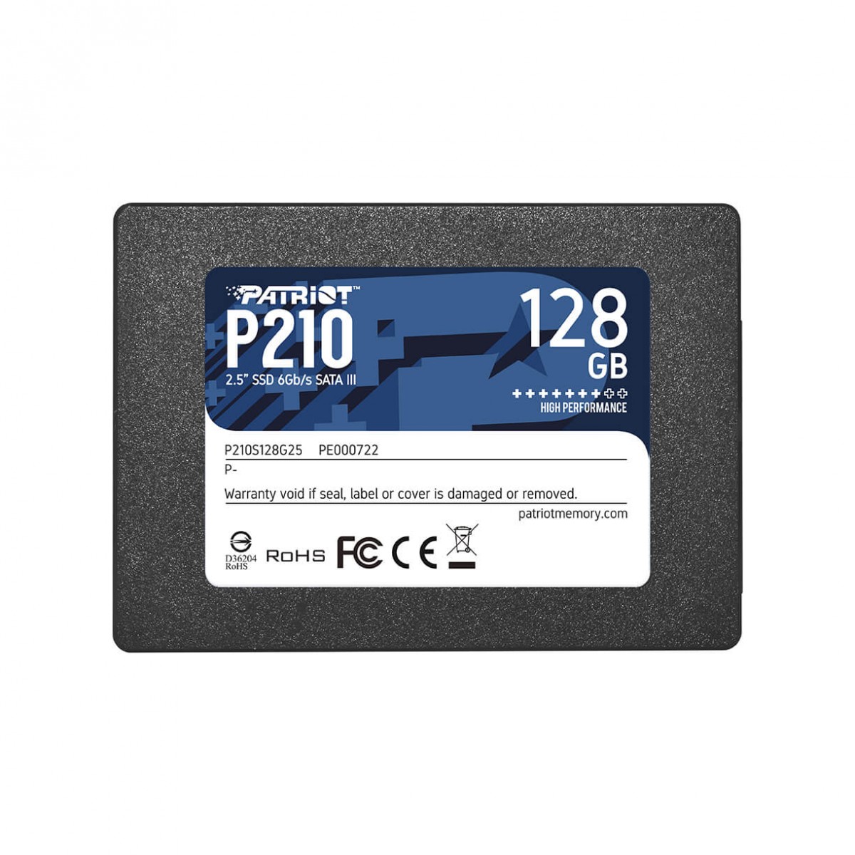 SSD Patriot P210, 128GB, Sata III, Leitura 500MB/s e Gravação 400MB/s, P210S128G25