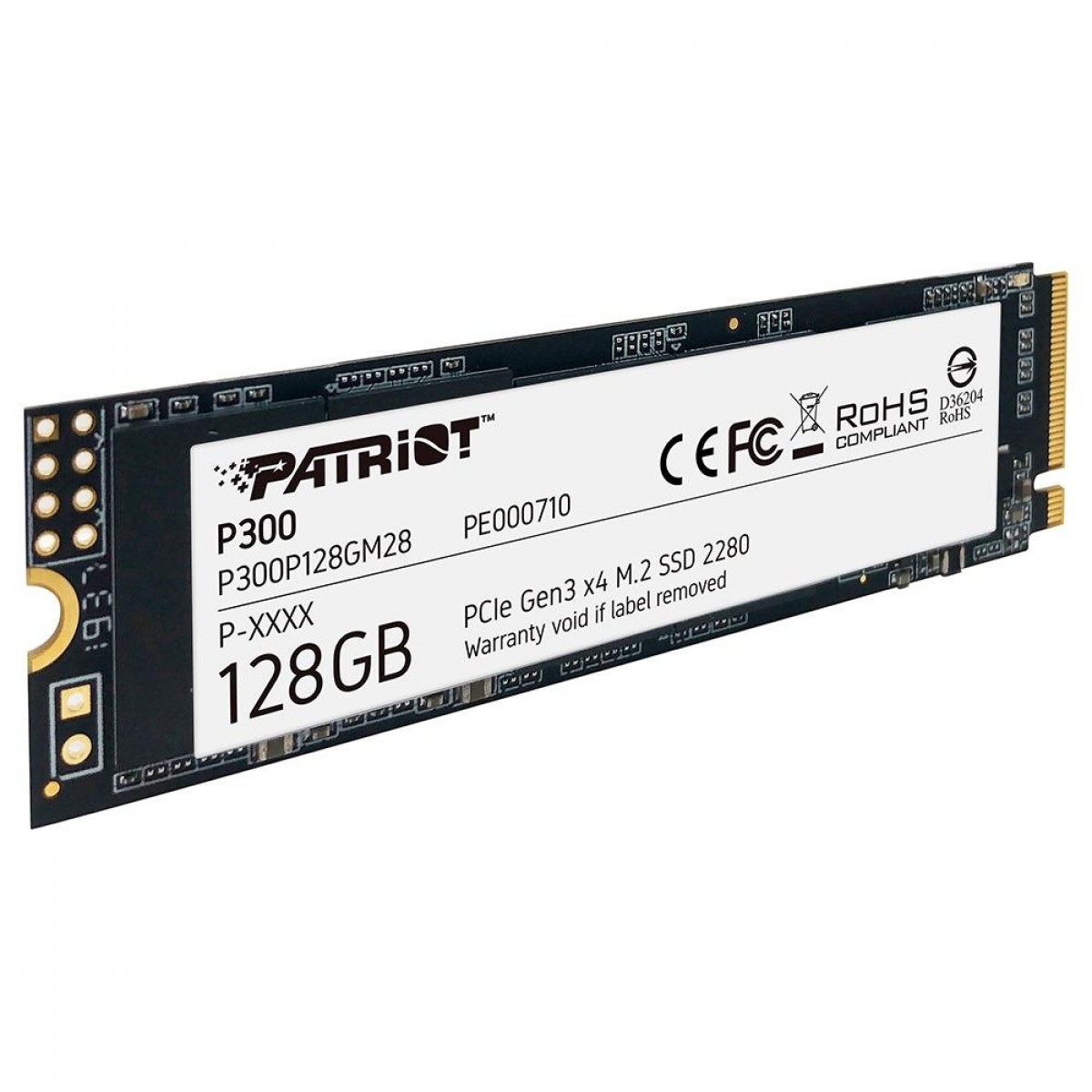 SSD Patriot P300, 128GB, M.2 2280, NVME PCIe, Leitura 1600MBs e Gravação 600MBs, P300P128GM28