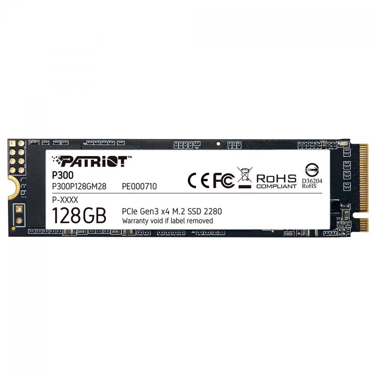 SSD Patriot P300, 128GB, M.2 2280, NVME PCIe, Leitura 1600MBs e Gravação 600MBs, P300P128GM28
