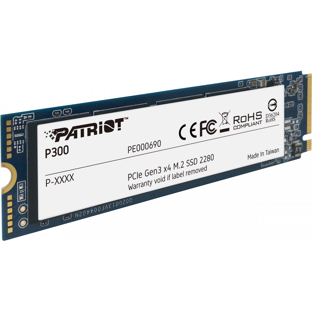 SSD Patriot P300, 1TB, M.2 NVME, Leitura 2100MBs e Gravação 1650MBs, P300P1TBM28