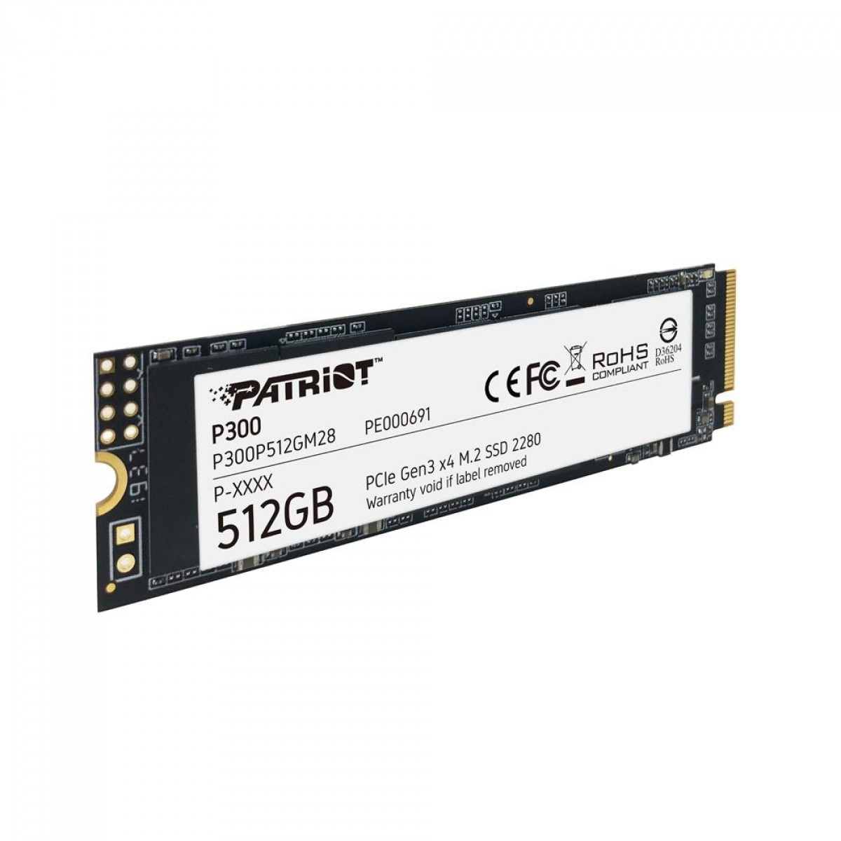 SSD Patriot P300, 512GB, M.2 2280 NVME, Leitura 1700MBs e Gravação 1100MBs, P300P512GM28