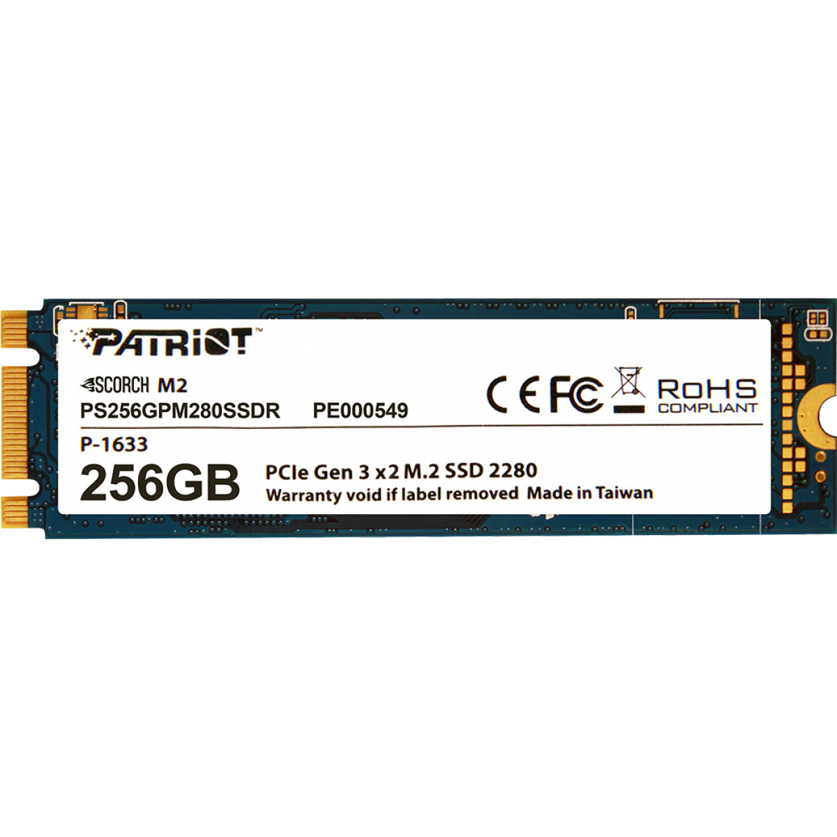 SSD Patriot Scorch M.2 80mm, 256GB, Leitura 1700MBs e Gravação 780MBs, PS256GPM280SSDR