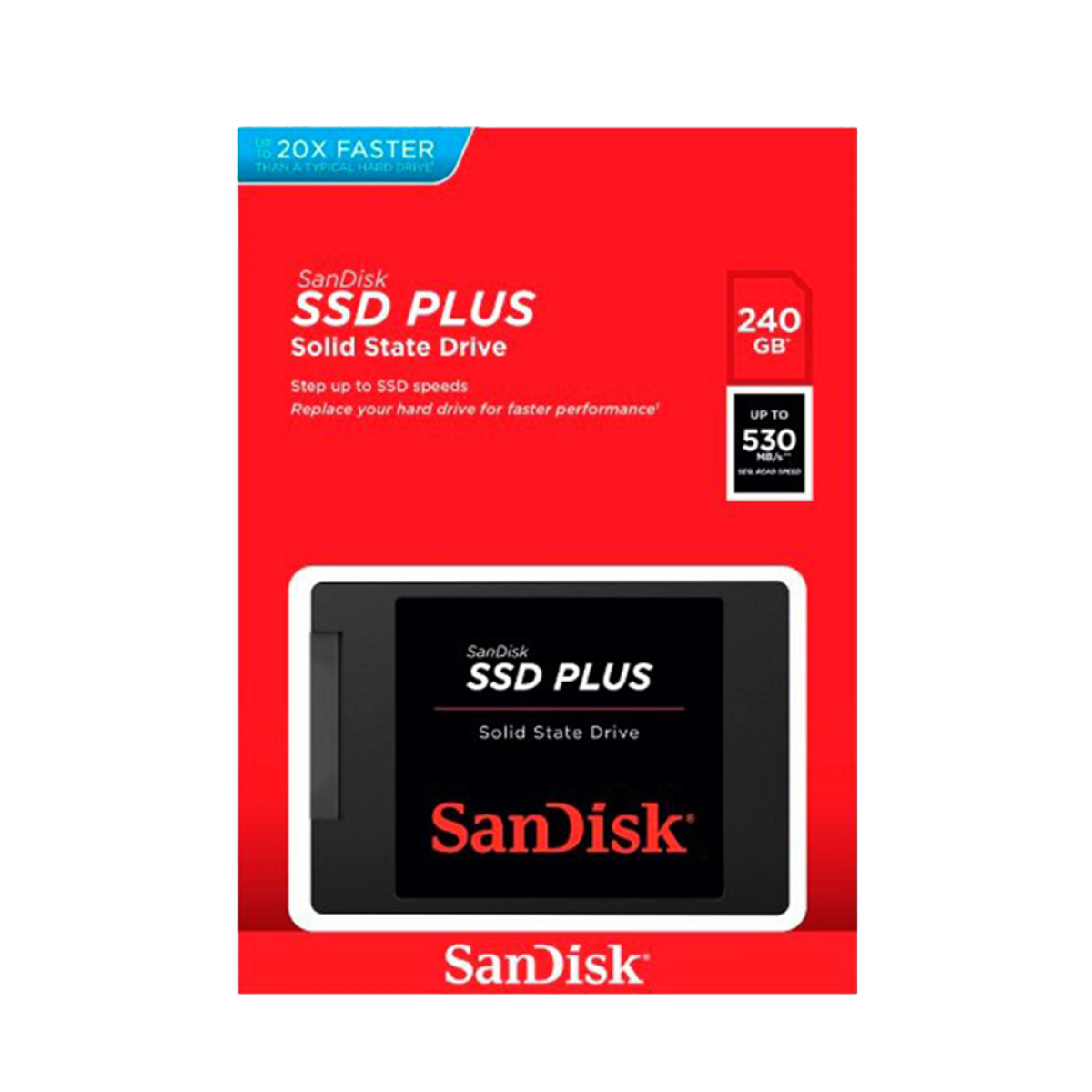 SSD Sandisk, 240GB Plus, SATA III, Leitura 530MBS e Gravação 440MBs, SDSSDA240GG26