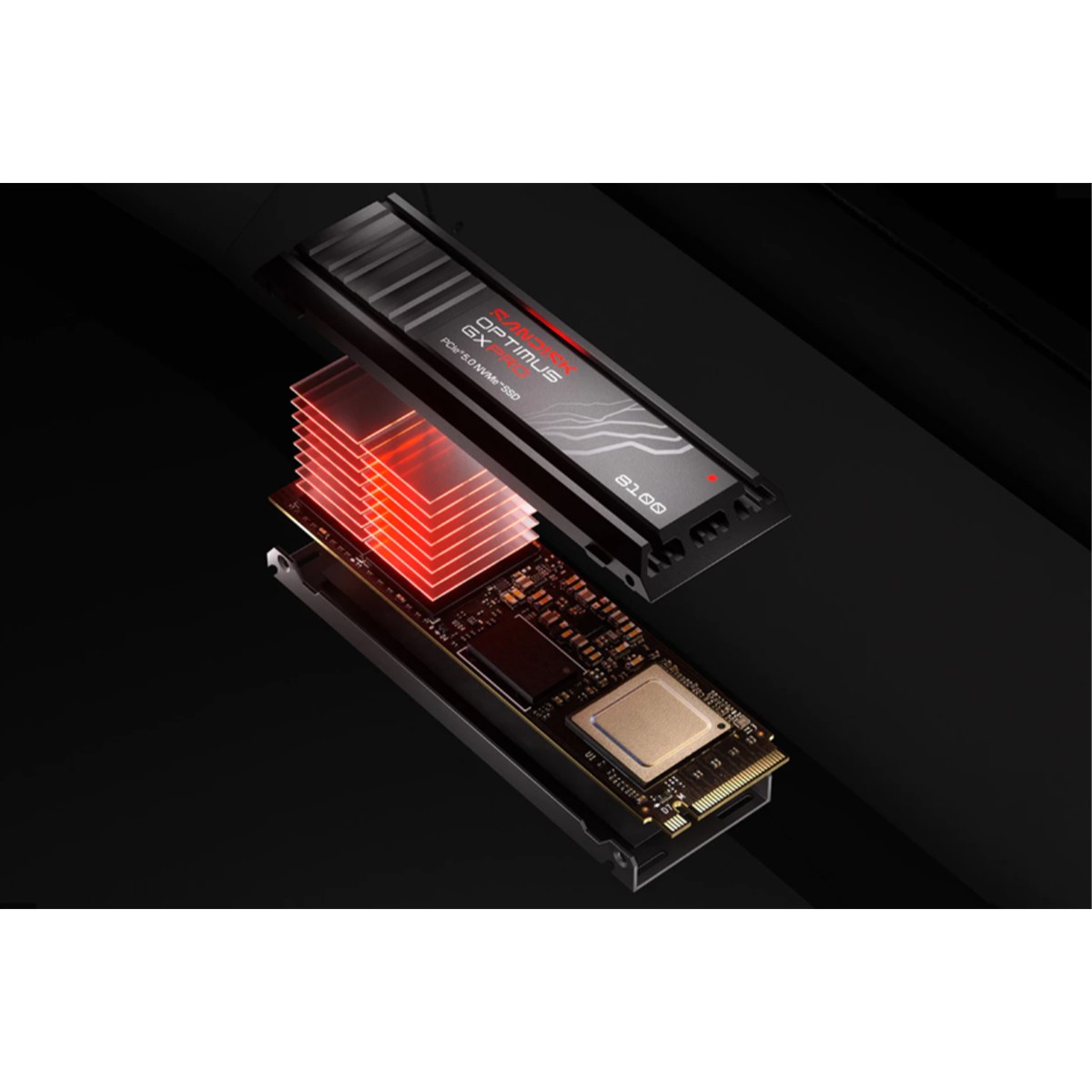SSD SanDisk Optimus GX PRO 8100, 1TB, NVMe PCIe 5.0, M.2 2280, Leitura 14,900MBs e Gravação 11,000MBs, Com dissipador de calor,  SDSP82100TAH-000E0
