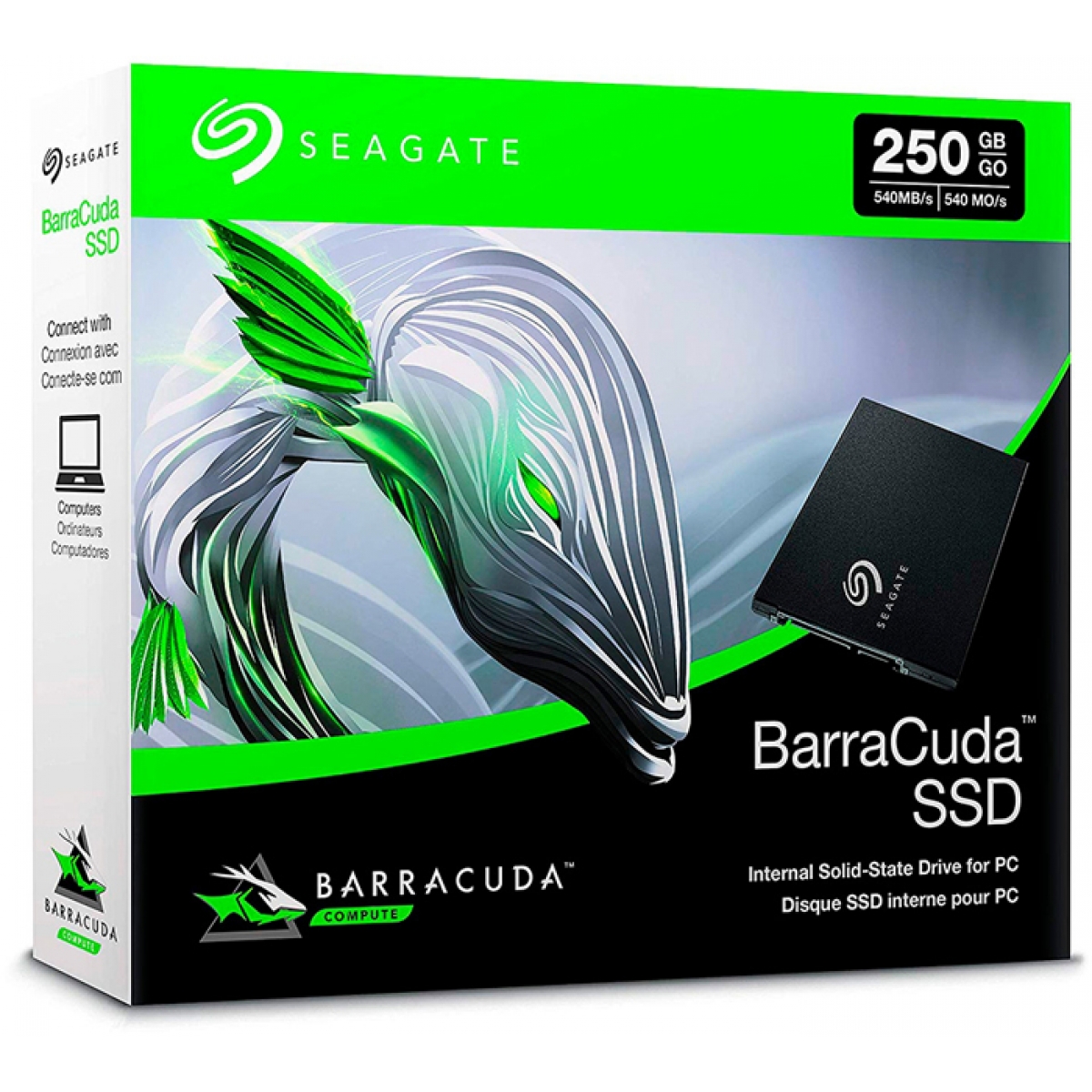 SSD Seagate Barracuda 250GB, Sata III, Leitura 560MBs e Gravação 530MBs, STGS250401