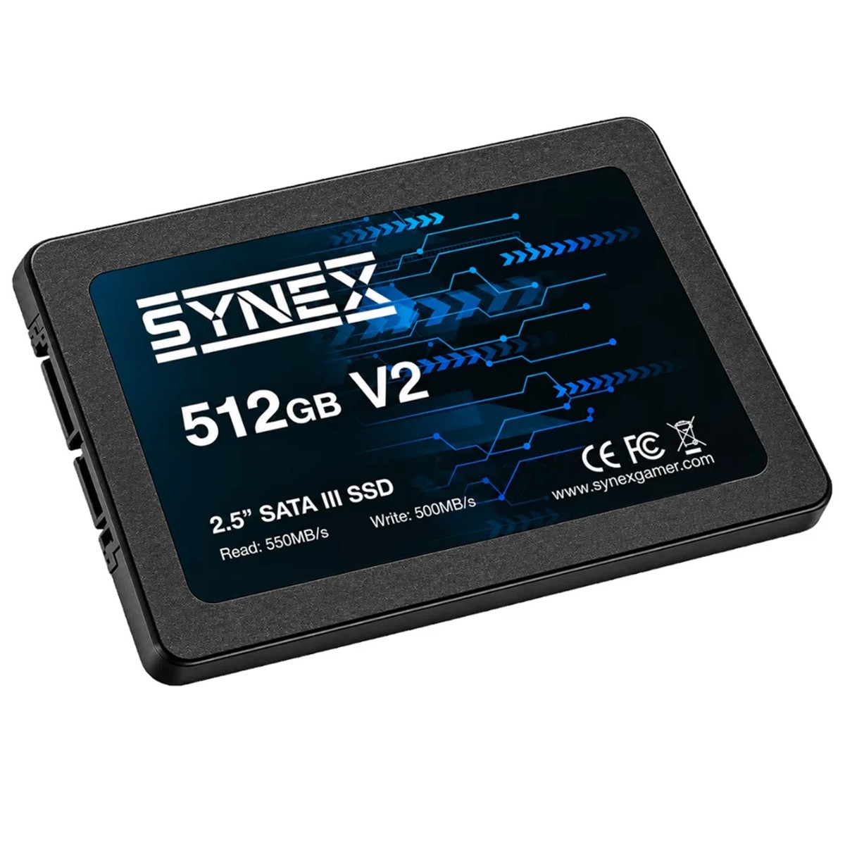 SSD Synex V2, 512GB, SATA III, Leitura 550MB/s e Gravação 500MB/s