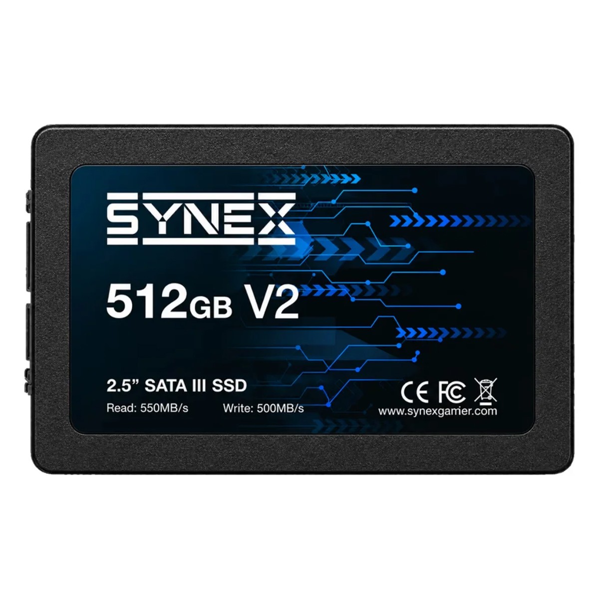 SSD Synex V2, 512GB, SATA III, Leitura 550MB/s e Gravação 500MB/s