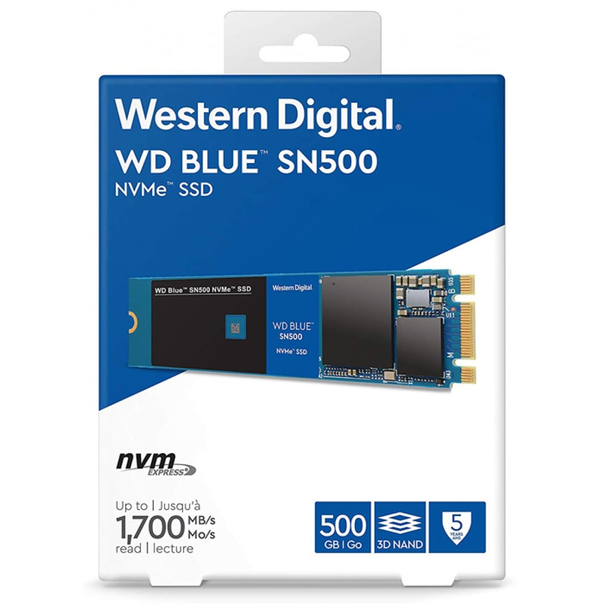 SSD WD Blue SN500 500GB, M.2 2280, Leitura 1.700MBs e Gravação 1.450MBs, WDS500G1B0C
