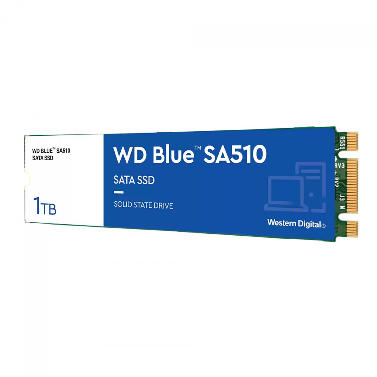 SSD WD Blue SA510, M.2 2280, SATA III, 1TB, Leitura 560MBs e Gravação 520MBs, WDS100T3B0B