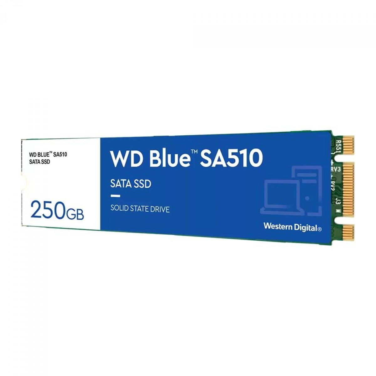 SSD WD Blue SA510, M.2, 250GB, Leitura 555MBs e Gravação 440MBs, WDS250G3B0B