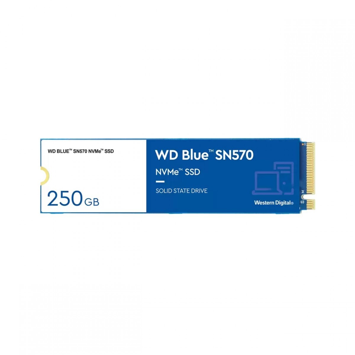 SSD WD Blue SN570 NVMe M.2, 250GB, Leitura 3300MBs e Gravação 1200MBs + Copo WD Blue