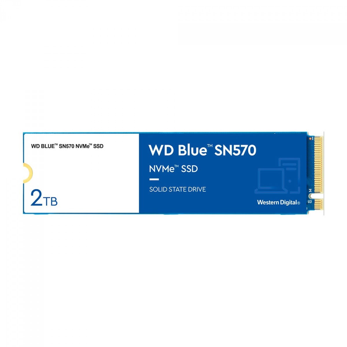 SSD WD Blue SN570 NVMe M.2, 2TB, Leitura 3500MBs e Gravação 3500MBs + Copo WD Blue
